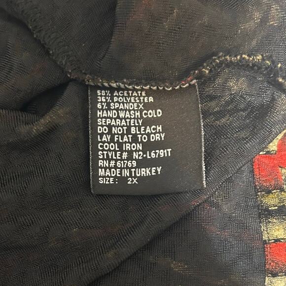 Sharon Anthony Top 2X Muted Tone‎ Abstract Stretch Metallic Wave Artsy Boho Chic - Picture 5 of 7